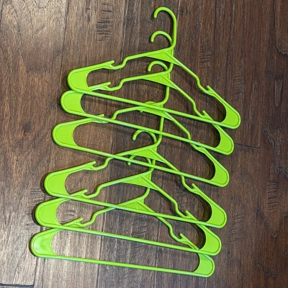 Set of 12 Neon Green Plastic Hangers